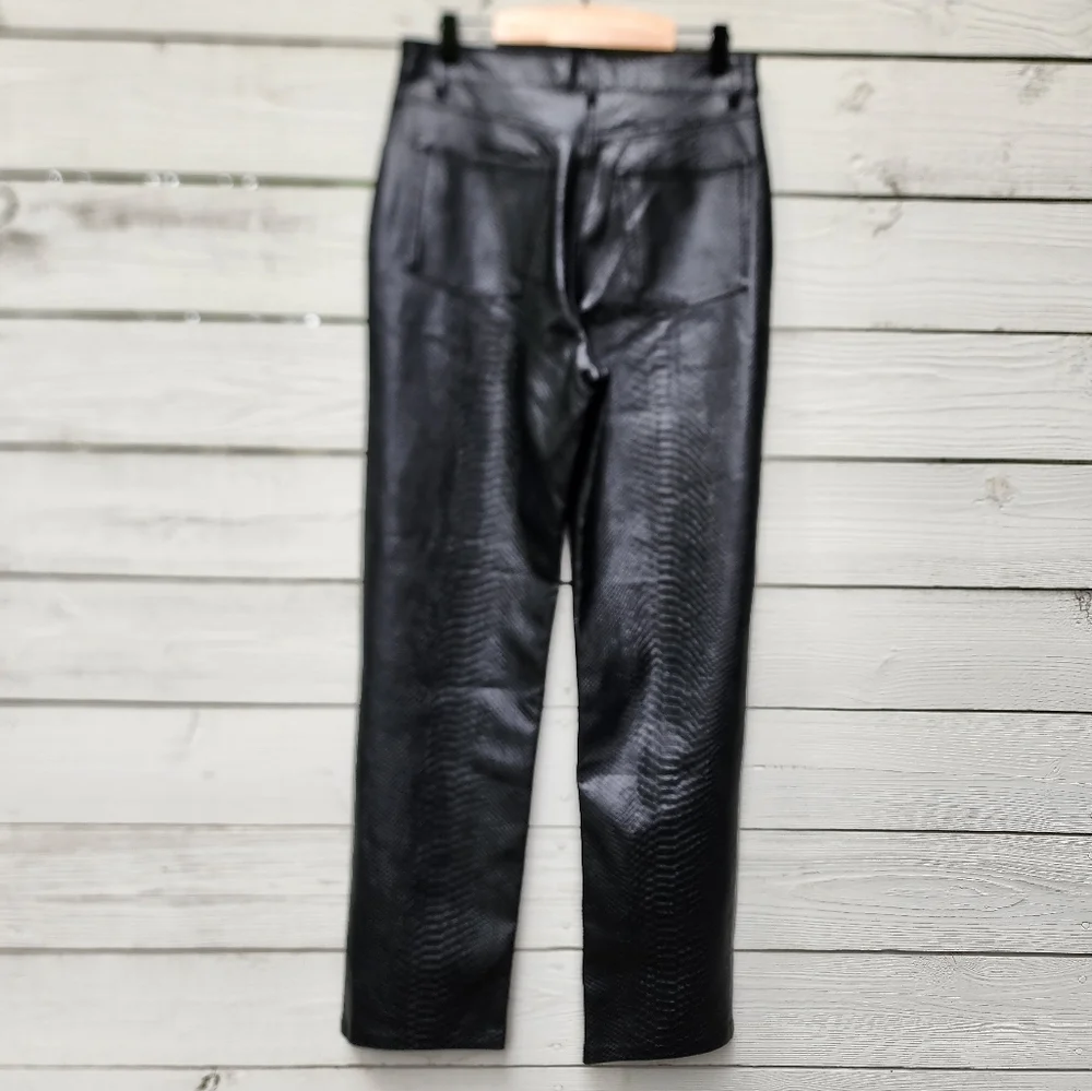 New Aritzia Wilfred The Melina Vegan Leather Pant Black Python - Picture 11 of 11